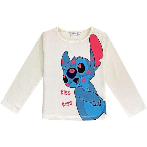 Stitch - Camiseta de manga larga Lilo infantil nia Blanco 4A