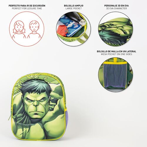 Avengers - Mochila infantil 3D Hulk 31cm