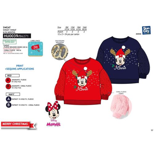 Sudadera beb Minnie motivos navideos