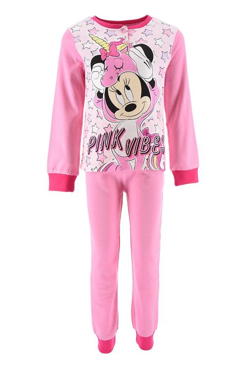 Minnie - Pijama largo infantil nia interlock Rosa 3A