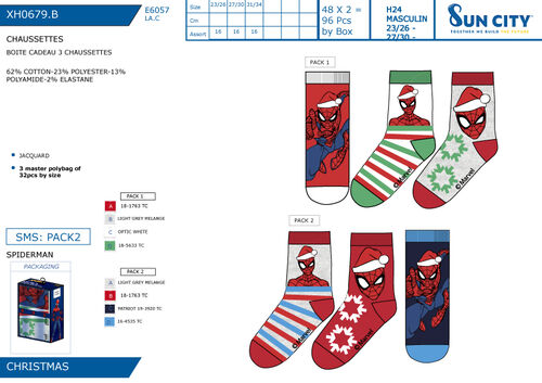 Spiderman - Pack de 3 calcetines en caja Pack1 23/26