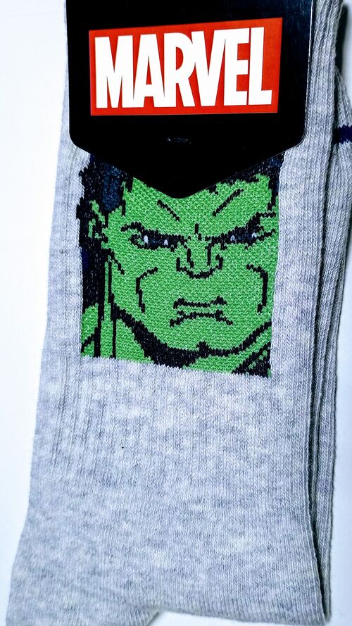 Marvel - Calcetines Sport Hulk Gris Talla Unica