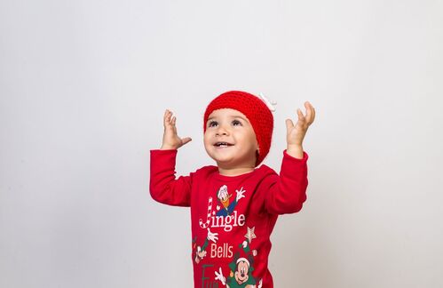 Mickey - Camiseta  baby Navidad manga larga Rojo 6 meses