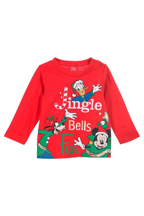 Mickey - Camiseta  baby Navidad manga larga Verde 6 meses