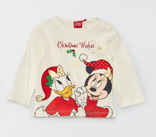 Minnie - Camiseta Navidad baby de manga larga Blanco 6 meses