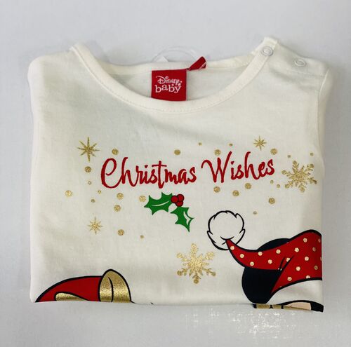 Minnie - Camiseta Navidad baby de manga larga Blanco 6 meses