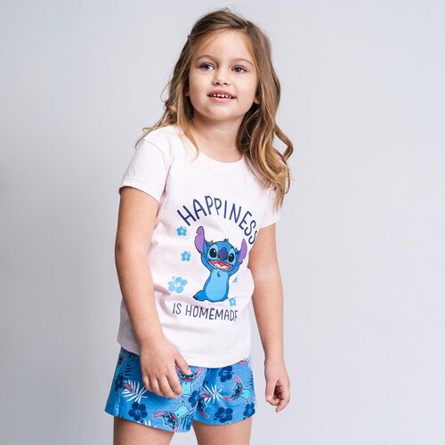 Stitch - Pijama corto single jersey niña Azul claro 3A - Gallaecia