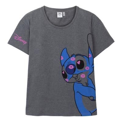 Stitch - Camiseta corta single jersey mujer Gris XL