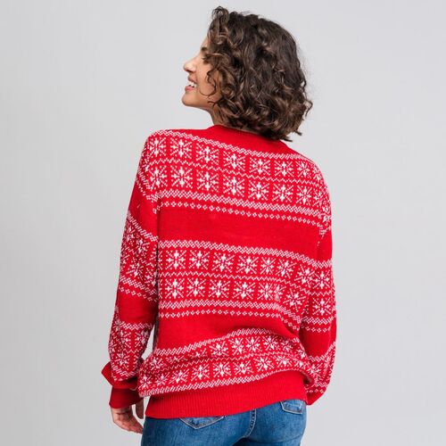 Minnie - Jersey de punto rojo para mujer con decoraciones navideñas Rojo XL