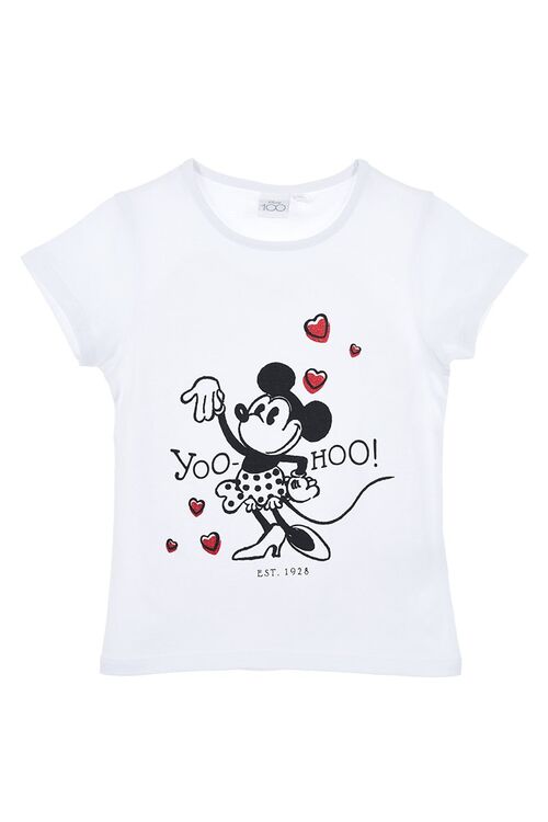 Minnie - Camiseta de manga corta verano niña 100 aniversario Blanco 6A